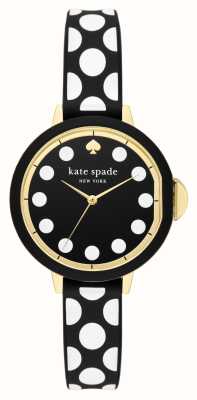 Kate Spade Park Row (34 mm) zwarte wijzerplaat / zwarte siliconen stippenband KSW1812