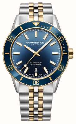 Raymond Weil Freelancer duiker (42,5 mm) blauwe wijzerplaat / tweekleurige roestvrijstalen armband 2775-SP3-50051