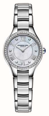 Raymond Weil Noemia quartz (24 mm) witte parelmoer diamanten wijzerplaat / roestvrijstalen armband 5124-S2S-00966
