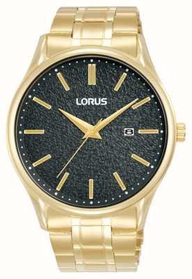 Lorus Klassieke datum (42 mm) zwarte wijzerplaat / goud pvd roestvrij staal RH934QX9