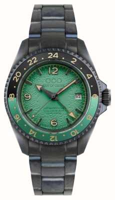 Out Of Order Groene trecento (40 mm) groene wijzerplaat / zwarte roestvrijstalen armband OOO.001-24.VE