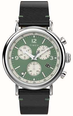 Timex Waterbury chronograaf heren (41 mm) groene wijzerplaat/bruine leren band TW2V71000