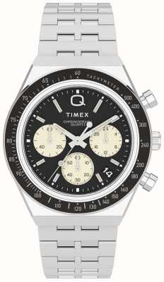 Timex Q-duiker geïnspireerde chrono (40 mm) zwarte wijzerplaat / roestvrijstalen armband TW2V42600