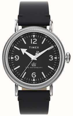 Timex Herenwaterbury (40 mm) zwarte wijzerplaat / zwarte leren band TW2W20200