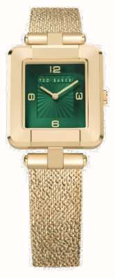 Ted Baker Damesmayse (24 mm) groene wijzerplaat/goudkleurige roestvrijstalen armband BKPMSF306