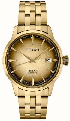 Seiko Presage ‘half en half’ cocktailtijd (40,5 mm) gouden wijzerplaat / goudkleurige roestvrijstalen armband SRPK48J1