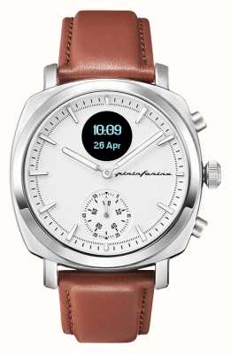 Pininfarina by Globics Senso hybride smartwatch (44 mm) maanlichtzilver / Italiaans leer PMH01A-01