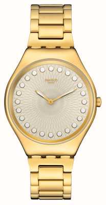 Swatch Bruisende en heldere (38 mm) champagnekleurige wijzerplaat / goudkleurige roestvrijstalen armband SYXG126G