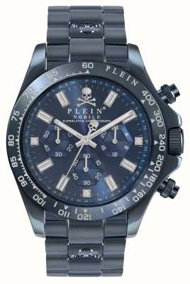 Philipp Plein $treet couture date nobile (43 mm) blauwe chronograaf wijzerplaat / blauwe roestvrijstalen armband PWCAA0521