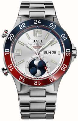 Ball Watch Company Roadmaster marine gmt maanfase (42 mm) zilveren wijzerplaat / titanium en roestvrijstalen armband DG3220A-S1CJ-SL