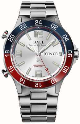 Ball Watch Company Roadmaster marine gmt (42 mm) zilveren wijzerplaat / titanium en roestvrijstalen armband DG3222A-S1CJ-SL
