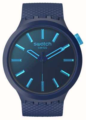 Swatch Indigo glow (47 mm) blauwe wijzerplaat / blauwe band van biologische oorsprong SB05N113