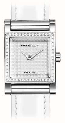 Herbelin Antarès horlogekast - witte wijzerplaat / roestvrijstalen kast met diamanten - alleen kast H17144AP52Y02
