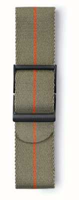 Elliot Brown Grijsgroene herenband van 22 mm met alleen een oranje gestreepte band met standaardlengte STR-N09