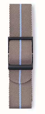 Elliot Brown Woestijnbruine herenband van 22 mm met alleen een blauwgestreepte band met standaardlengte STR-N11