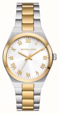 Michael Kors Dameslennox (37 mm) witte wijzerplaat / tweekleurige roestvrijstalen armband MK7464