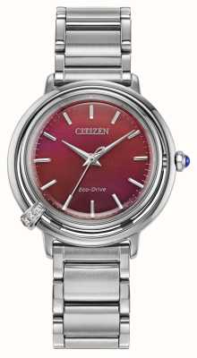 Citizen Dames l arcly eco-drive (31 mm) rode wijzerplaat / roestvrijstalen armband EM1091-67X