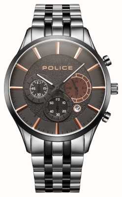 Police Cage quartz multifunctionele (44 mm) bruine chronograaf wijzerplaat / roestvrijstalen armband PEWJI2194341