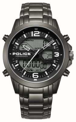 Police Rig hybride chronograaf (47 mm) zwarte wijzerplaat / metalen roestvrijstalen armband PEWJJ2194702