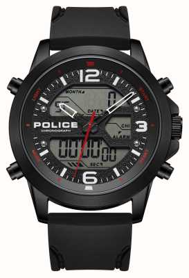 Police Rig hybride chronograaf (47 mm) zwarte wijzerplaat / zwarte siliconen band PEWJP2194701