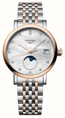 LONGINES De Longines elegante collectie maanfase (30 mm) parelmoeren wijzerplaat / roestvrijstalen armband L43305877