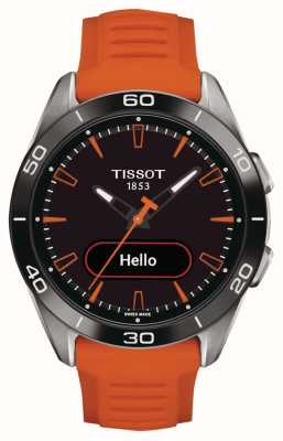 Tissot T-Touch Connect sport (43,75 mm) zwarte hybride wijzerplaat / oranje siliconen band T1534204705102