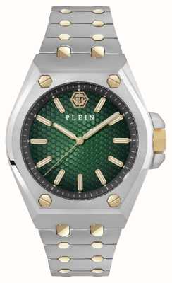 Philipp Plein Plein extreme gent (43 mm) groene fumé wijzerplaat / tweekleurige roestvrijstalen armband PWPMA0224
