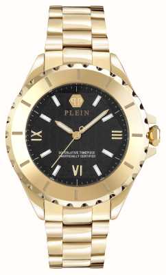 Philipp Plein Plein Heaven (38 mm) witte logo wijzerplaat / tweekleurige roestvrijstalen armband PWPOA0424