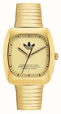 Adidas Retro wave one (37 mm) gouden wijzerplaat / goudkleurige roestvrijstalen armband AOSY24024