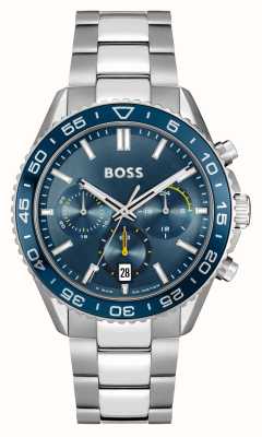BOSS Heren runner (43 mm) blauwe chronograaf wijzerplaat / roestvrijstalen armband 1514143