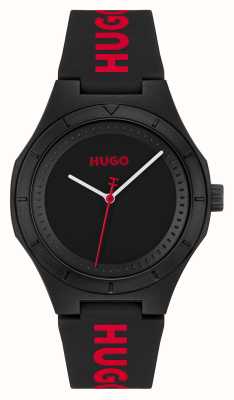 HUGO Heren #lit (42 mm) zwarte wijzerplaat / zwarte siliconen band 1530343