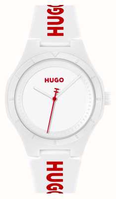 HUGO Heren #lit (42 mm) witte wijzerplaat / witte siliconen band 1530345