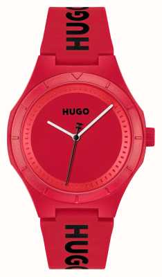 HUGO Heren #lit (42 mm) rode wijzerplaat / rode siliconen band 1530346