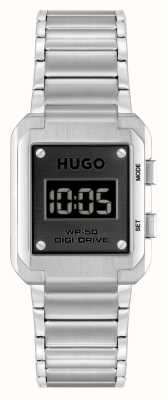 HUGO Heren #thrive (30 mm) zwarte digitale wijzerplaat / roestvrijstalen armband 1530356
