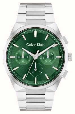 Calvin Klein Herenonderscheiding (44 mm) groene wijzerplaat / roestvrijstalen armband 25200441