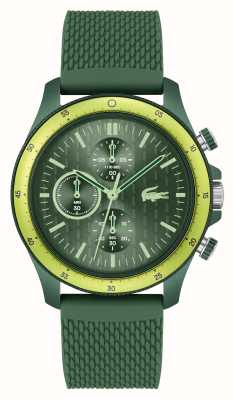 Lacoste Heren neoheritage (42 mm) groene chronograaf wijzerplaat / groene siliconen band 2011328