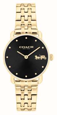 Coach Dameselliot (28 mm) zwarte wijzerplaat / goudkleurige roestvrijstalen armband 14504302