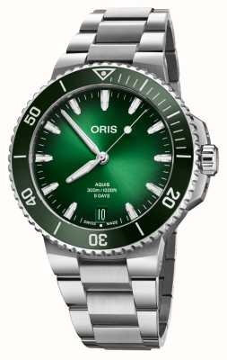 ORIS Aquis datumkaliber 400 automatisch (43,5 mm) groene wijzerplaat / roestvrijstalen armband 01 400 7790 4157-07 8 23 02PEB