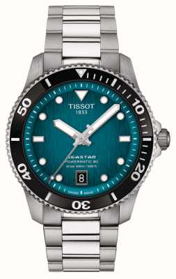 Tissot Herenseastar 1000 powermatic 80 (40 mm) blauwe wijzerplaat / roestvrijstalen armband T1208071109100