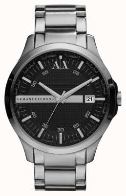 Armani Exchange Heren | zwarte getextureerde wijzerplaat | roestvrijstalen armband AX2103