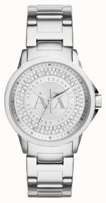 Armani Exchange Dames | wijzerplaat met zilveren kristallen | roestvrijstalen armband AX4320