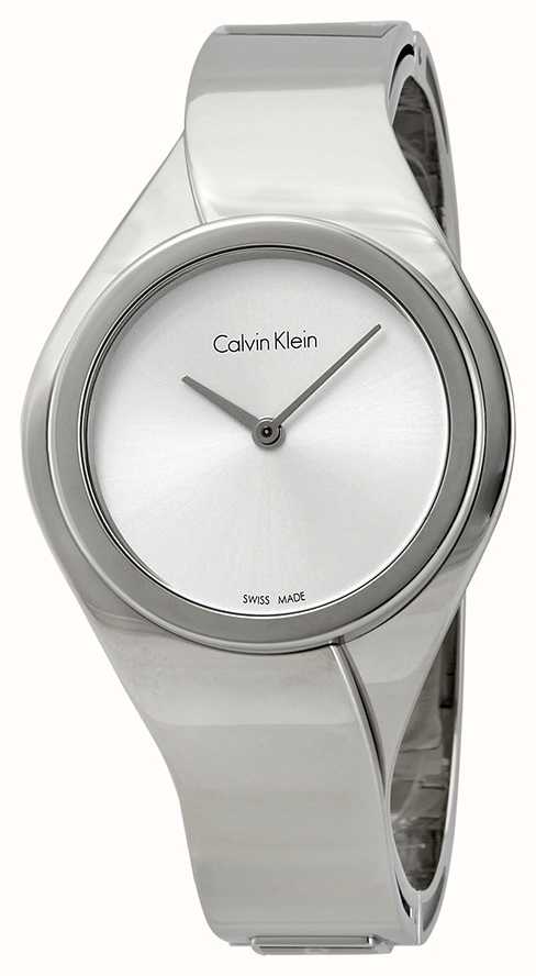 calvin klein silver tone analogue watch