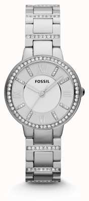 Fossil Dames | zilveren wijzerplaat | kristallen set | roestvrijstalen armband ES3282