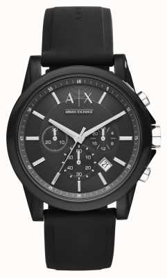 Armani Exchange Zwarte chronograaf wijzerplaat voor heren | zwarte siliconen band AX1326