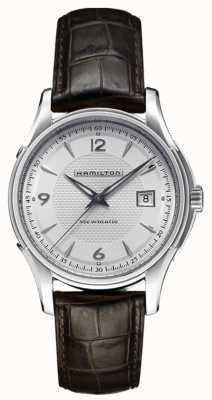 Hamilton Leren jazzmaster herenhorloge met zilveren wijzerplaat H32515555