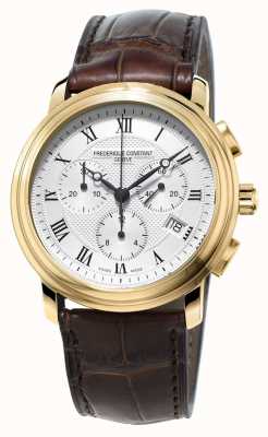 Frederique Constant Bruine leren herenband met klassieke chronograaf FC-292MC4P5