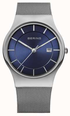 Bering Milanese horlogeband met blauwe wijzerplaat voor heren 11938-003