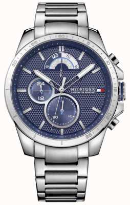 Tommy Hilfiger Decker | roestvrijstalen armband | blauwe wijzerplaat 1791348