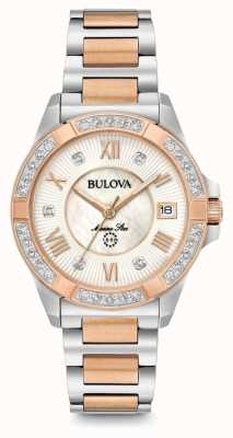 Bulova Womans marine ster diamanten two tone horloge 98R234