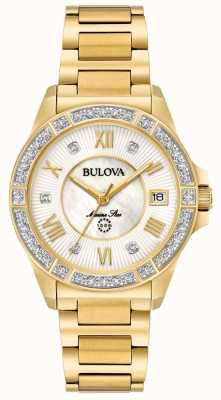 Bulova Dames marine ster diamant goudtint 98R235